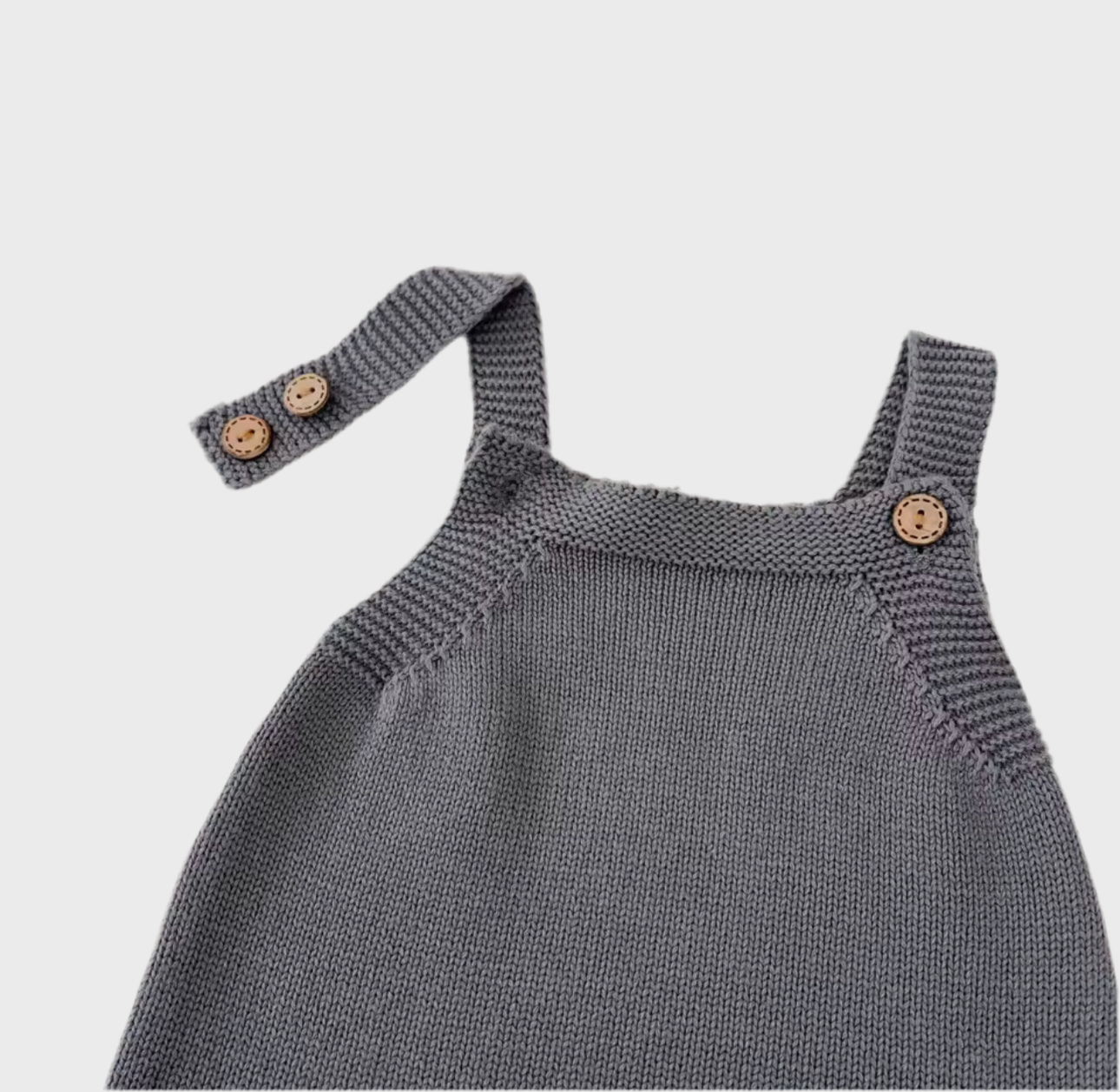 🧸 Charcoal Knit Button Romper