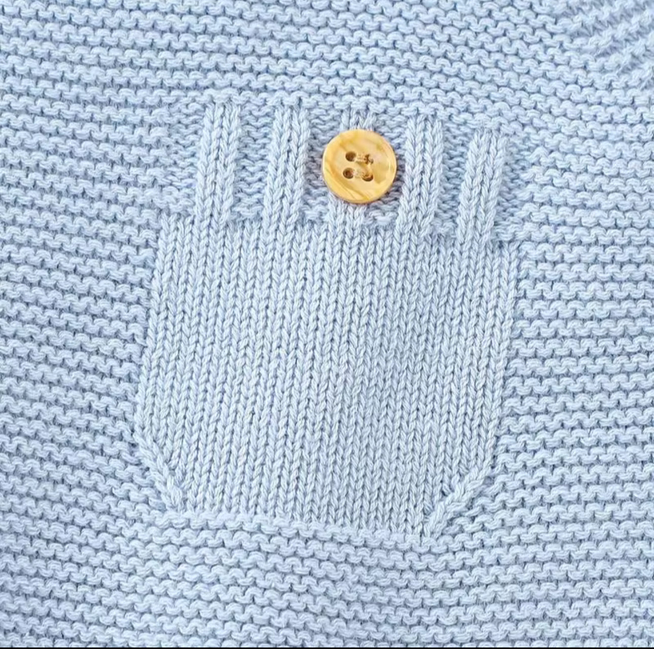 🧢 Sky Blue Pocket Knit Romper