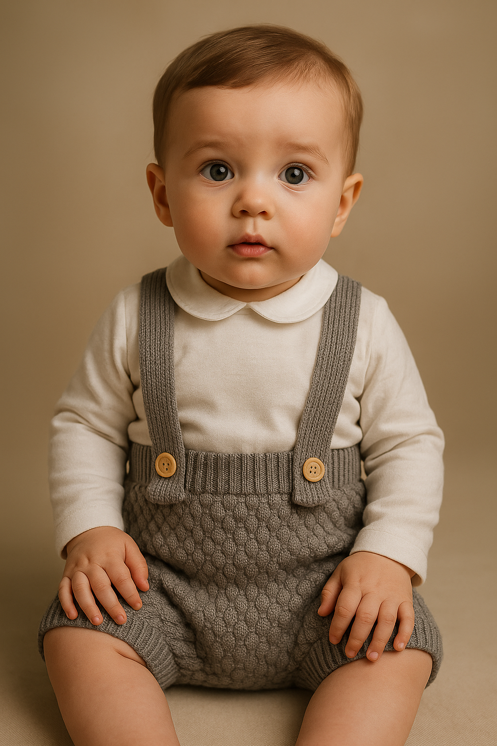 🧵 Dusty Blue Knit Suspender Shorts