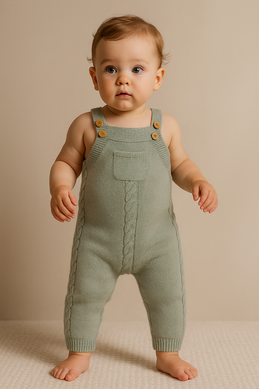🍀 Knitted Light Green Baby Overall