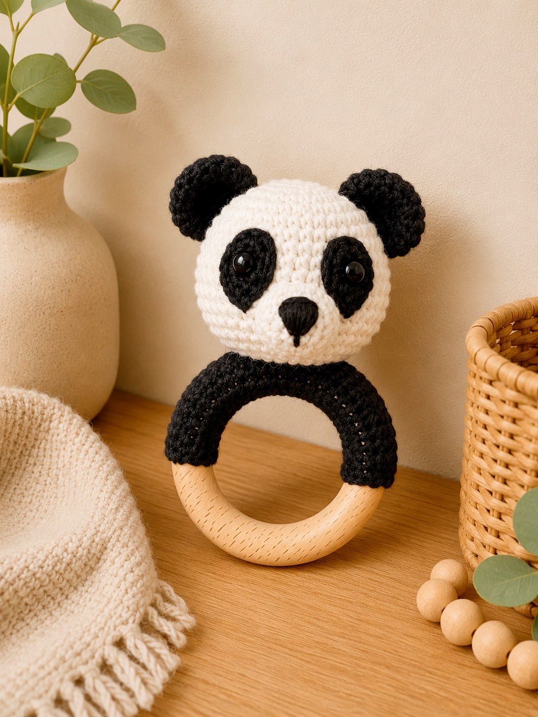 🐼 Handmade Crochet Baby Rattles