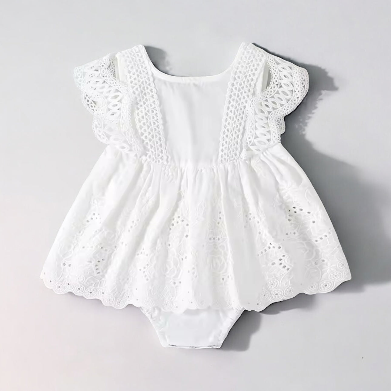 🦢 White Cotton Lace Dress