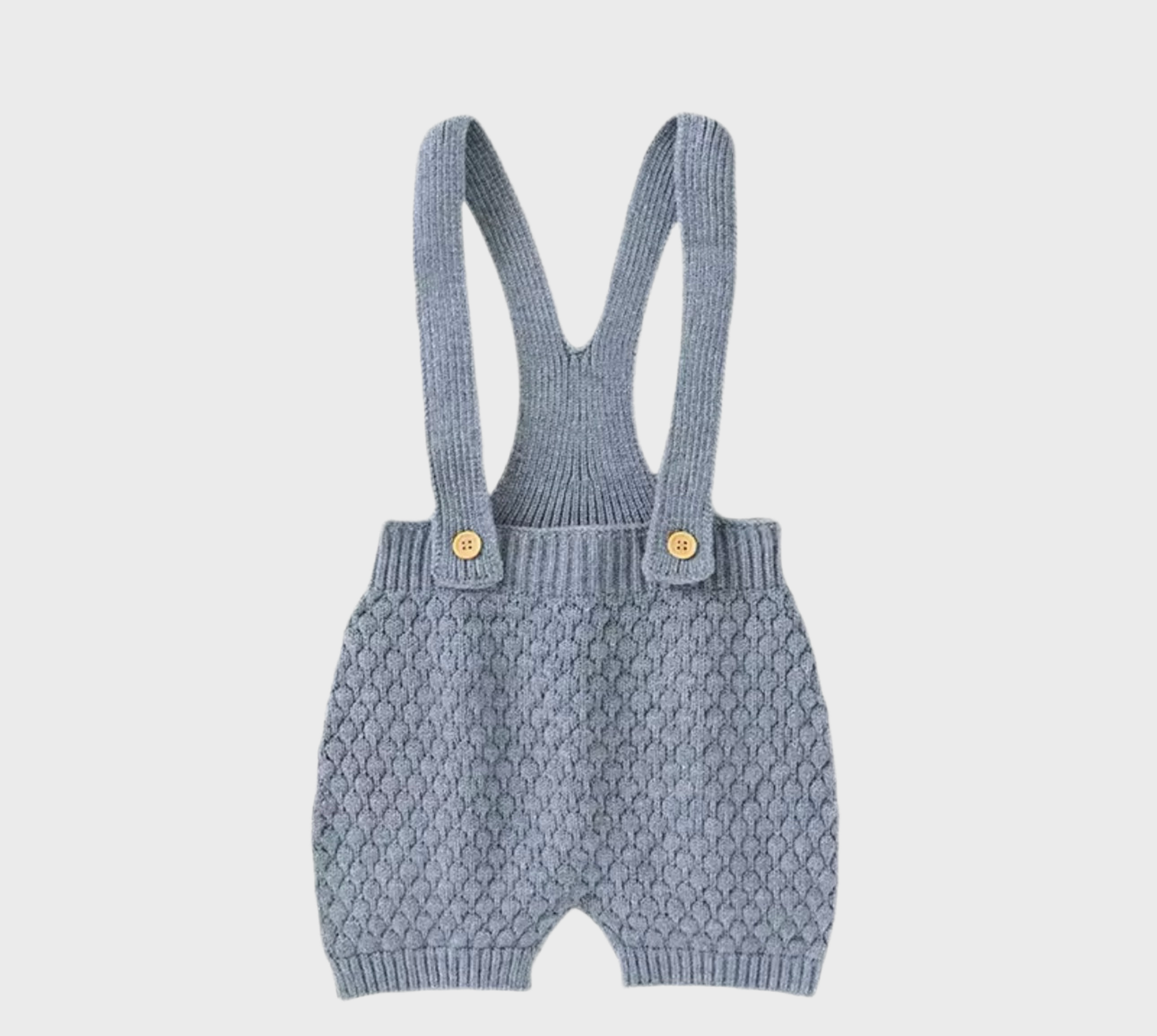 🧵 Dusty Blue Knit Suspender Shorts