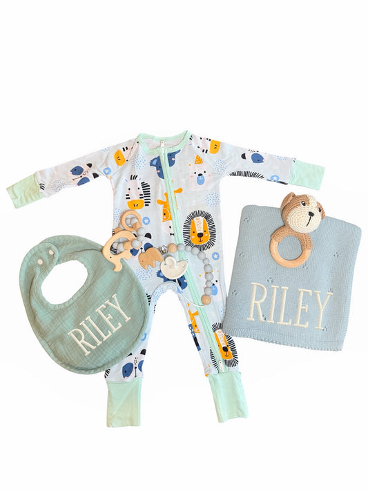 🦁 Safari Personalized Baby Gift Set