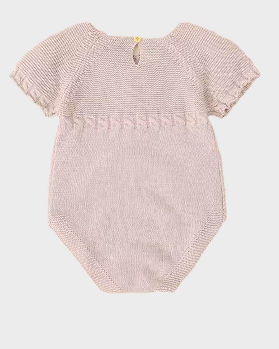 🌷 Dusty Rose Knit Heritage Romper Personalized