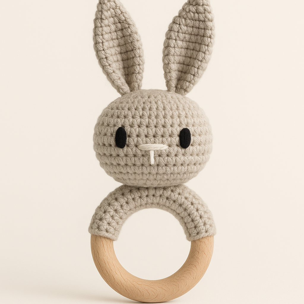 🐼 Handmade Crochet Baby Rattles