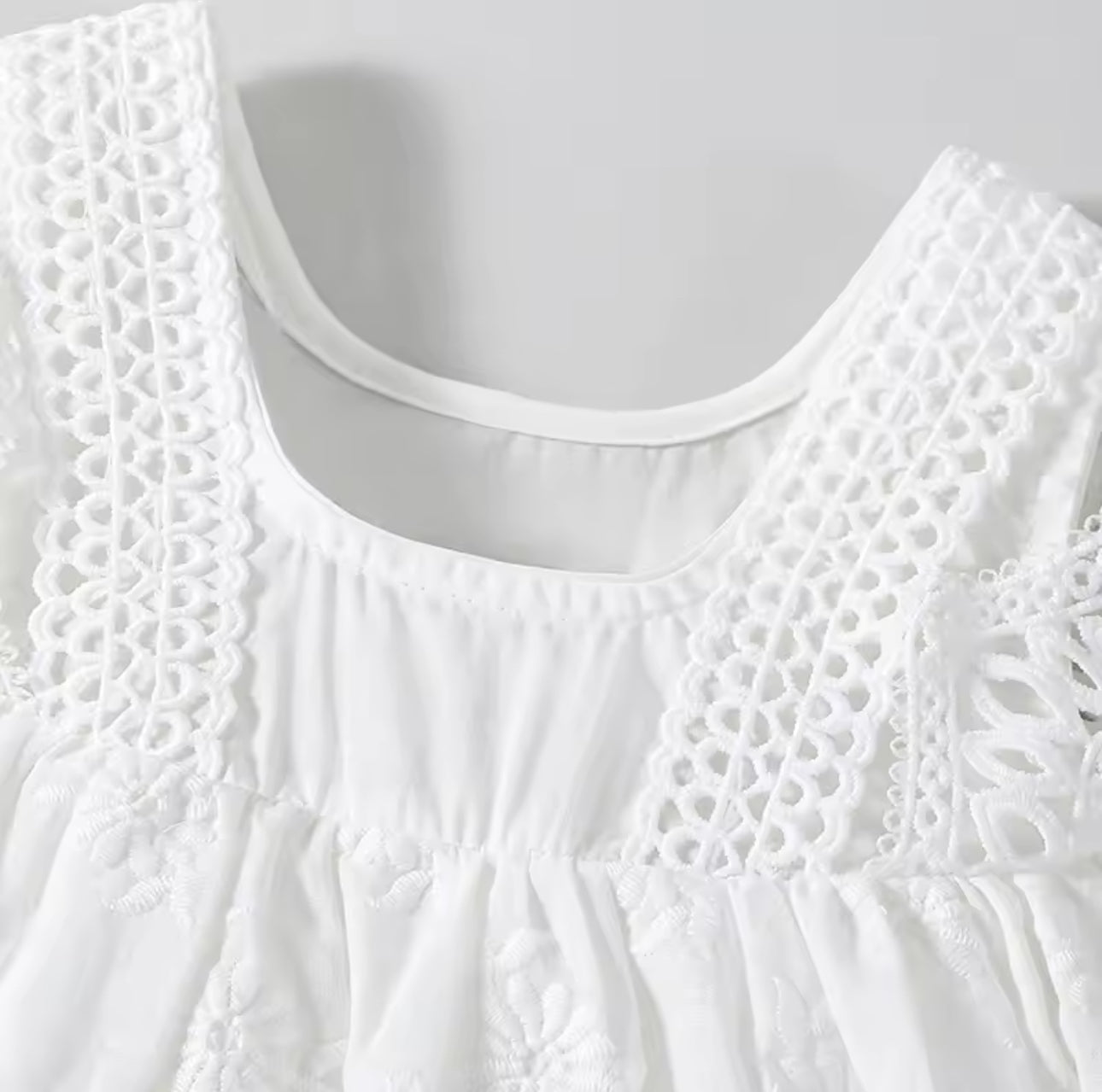 🦢 White Cotton Lace Dress