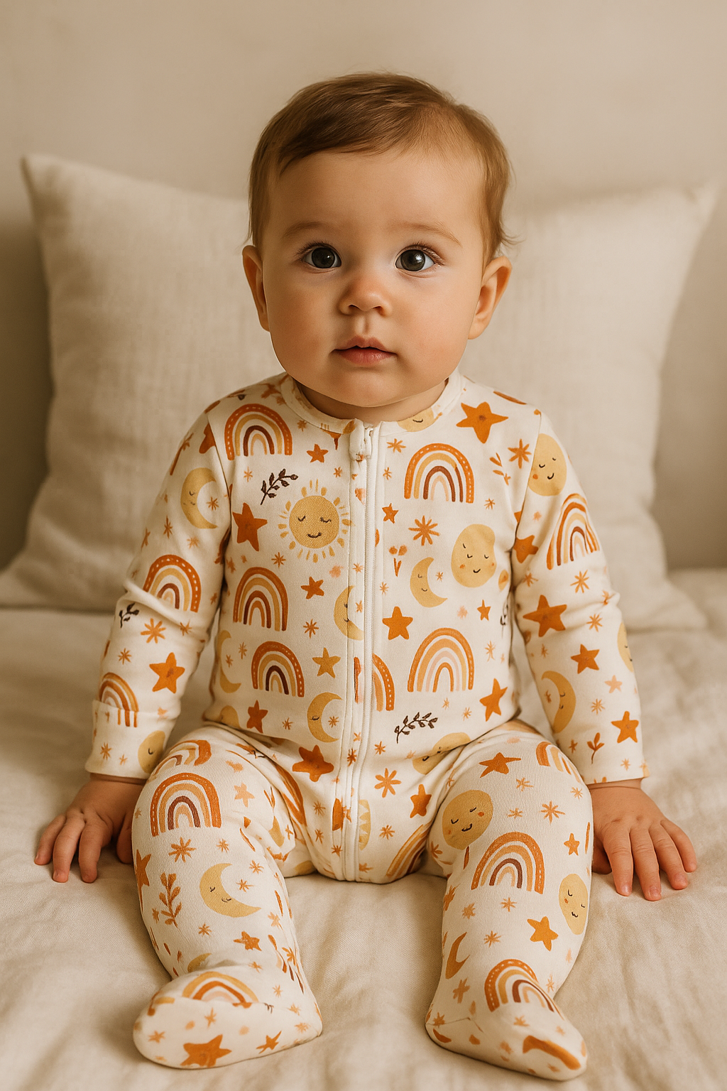 π Boho Sunshine Cotton Zip Footie