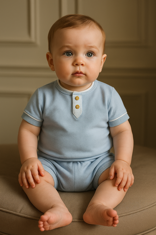 💙 Classic Blue Knit Baby Set - 2 Piece