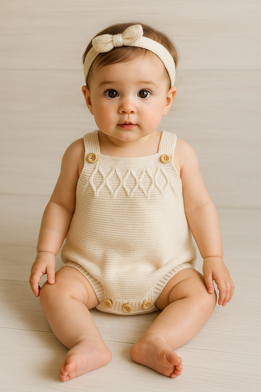 🧶 Classic Light Pink Knitted Romper