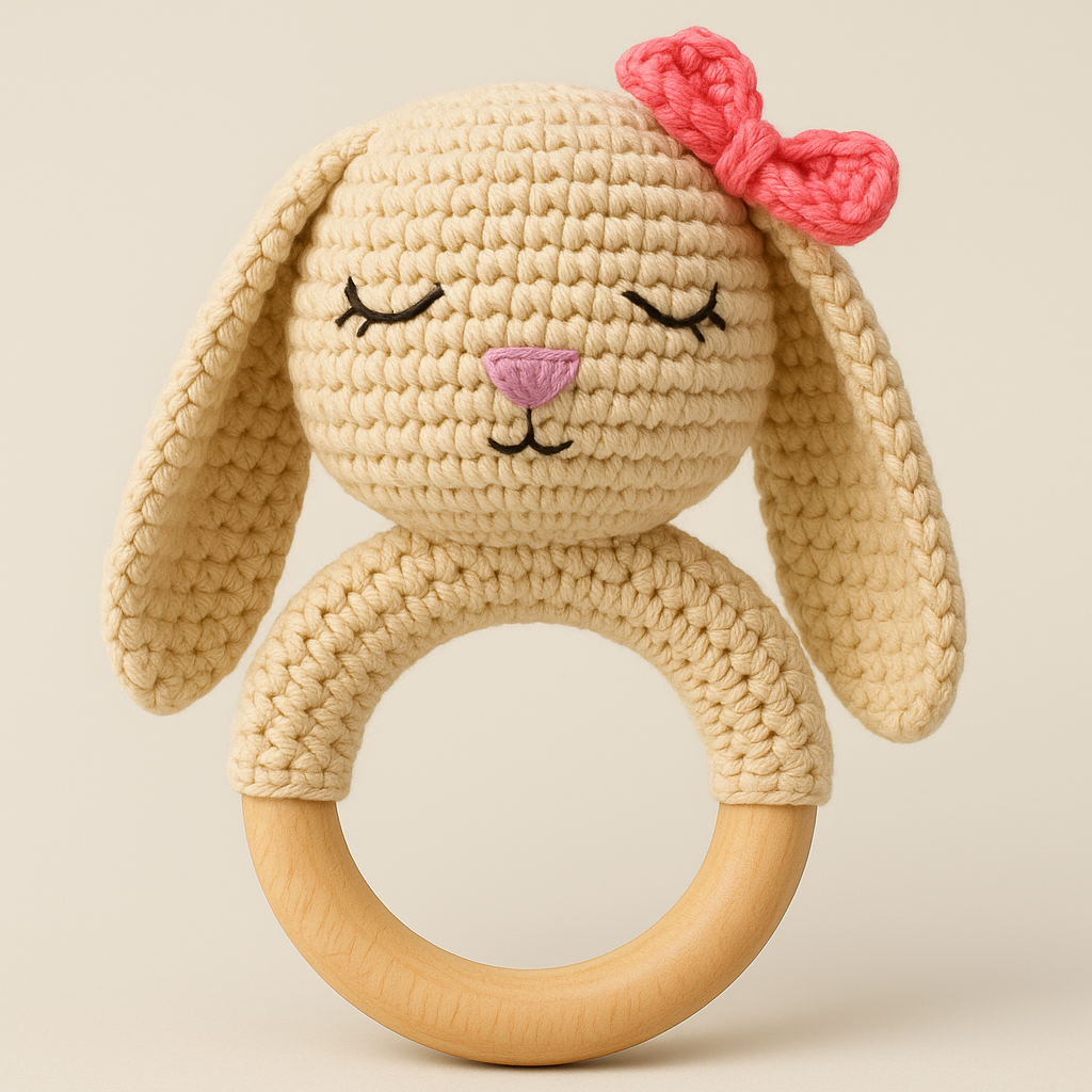 🐼 Handmade Crochet Baby Rattles