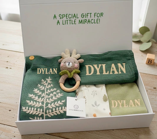Forest Green Personalized Baby Gift Box