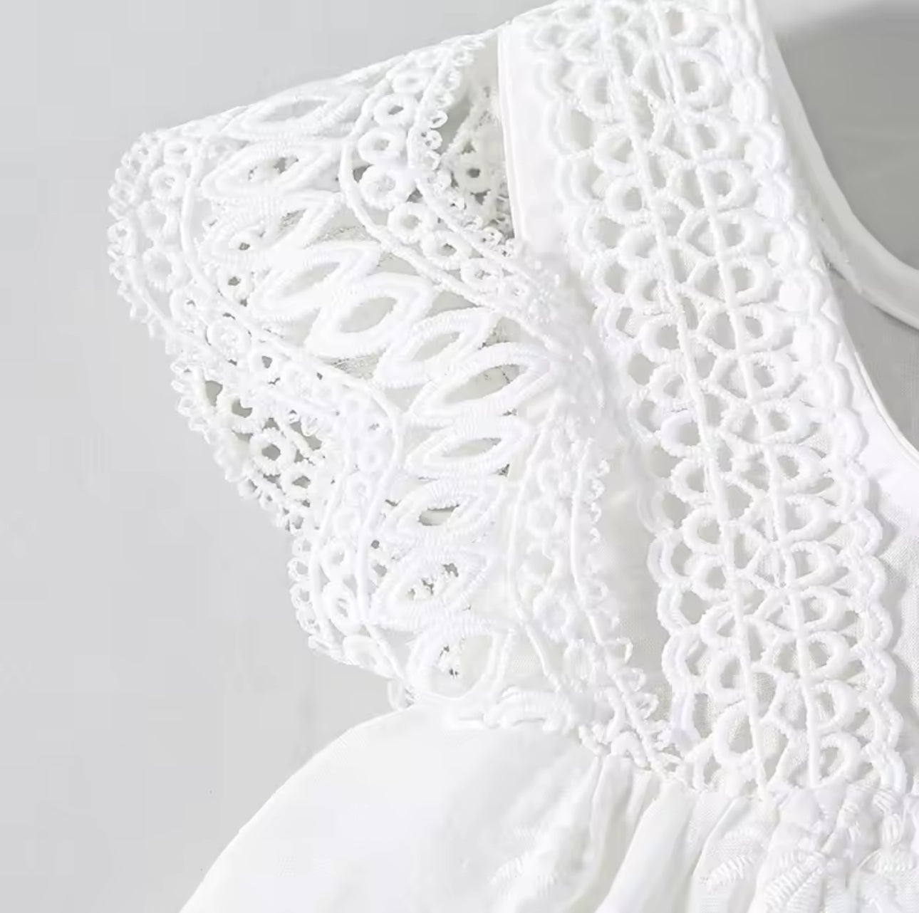 🦢 White Cotton Lace Dress