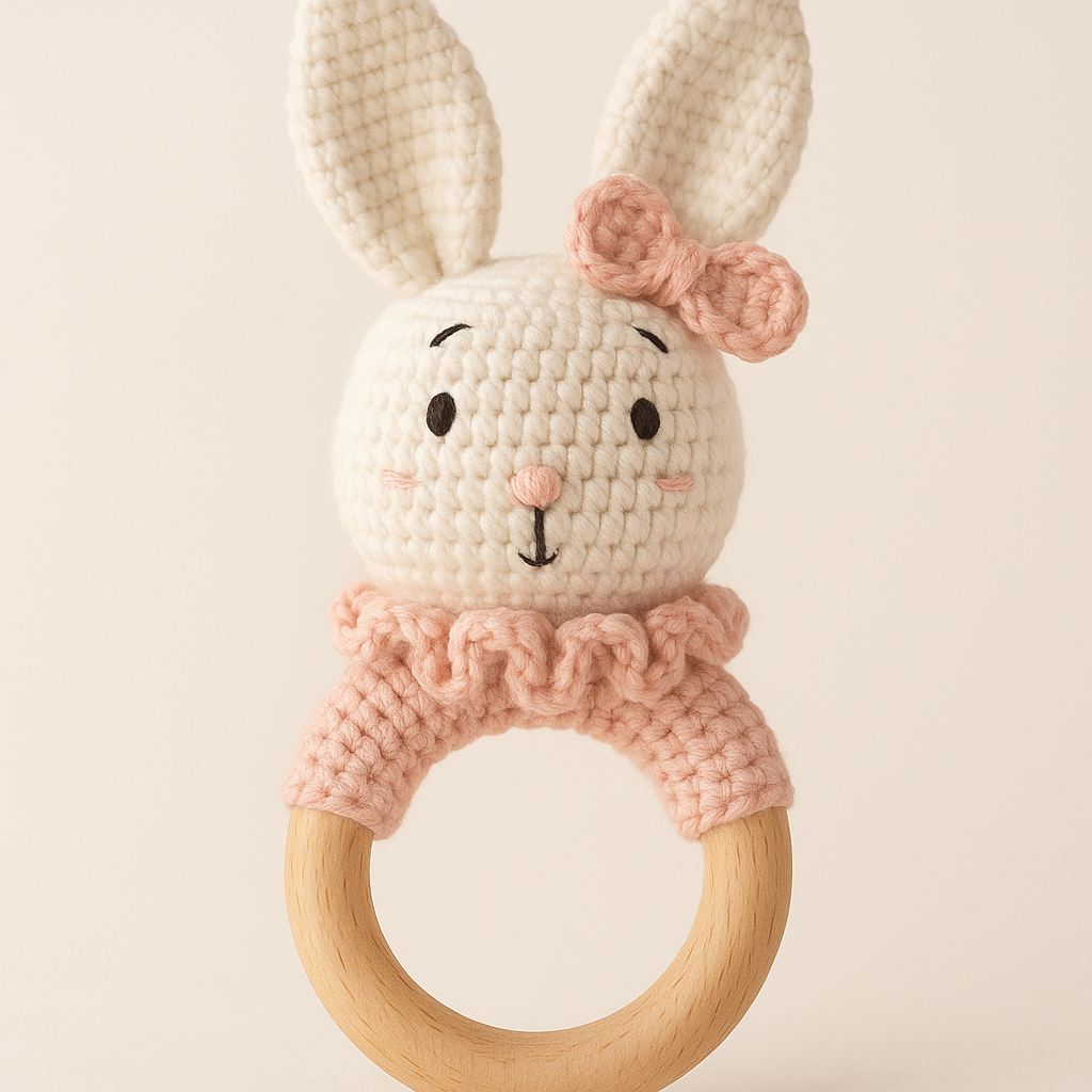 🐼 Handmade Crochet Baby Rattles