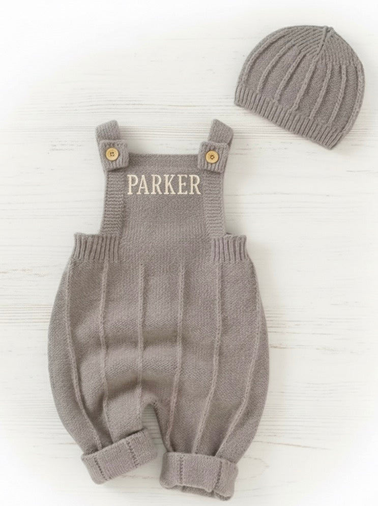 ☁️ Personalized Cloudy Knit Overall Set