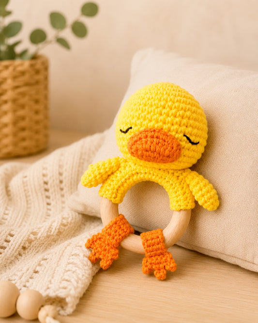 🐼 Handmade Crochet Baby Rattles