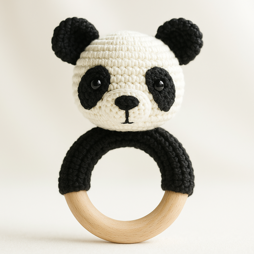 🐼 Handmade Crochet Baby Rattles