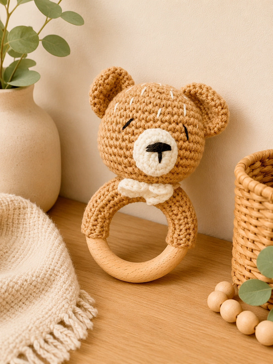 🐼 Handmade Crochet Baby Rattles