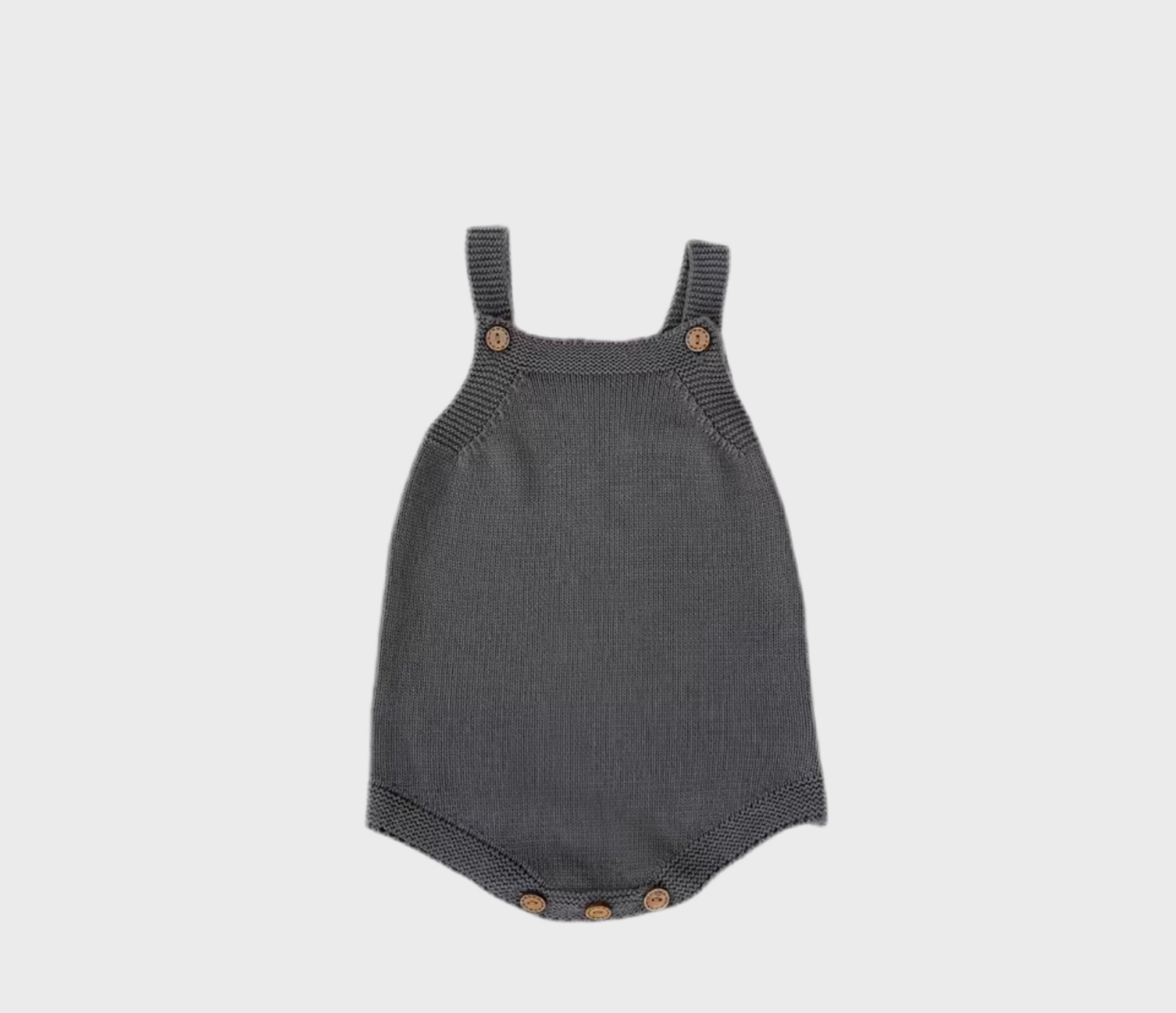🧸 Charcoal Knit Button Romper