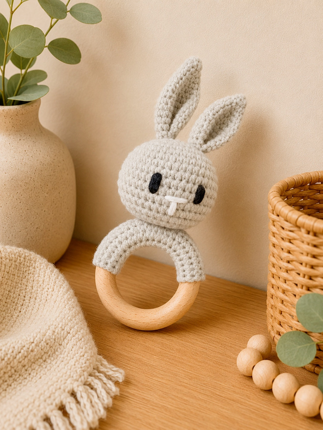 🐼 Handmade Crochet Baby Rattles