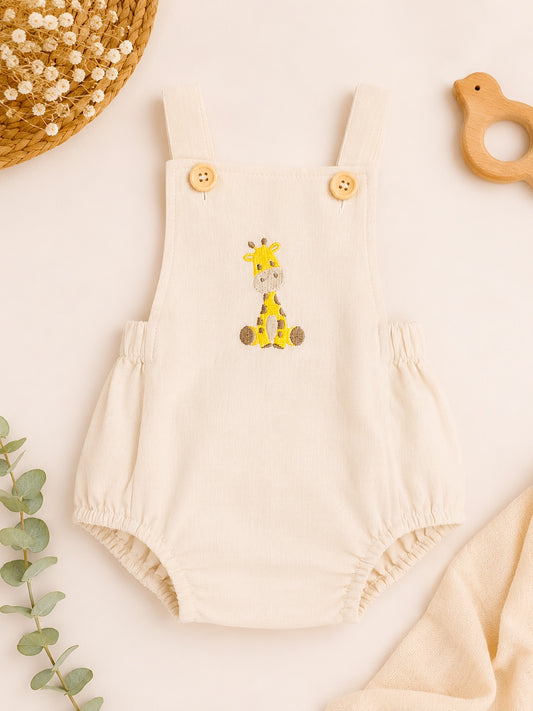 Giraffe Linen Baby Romper