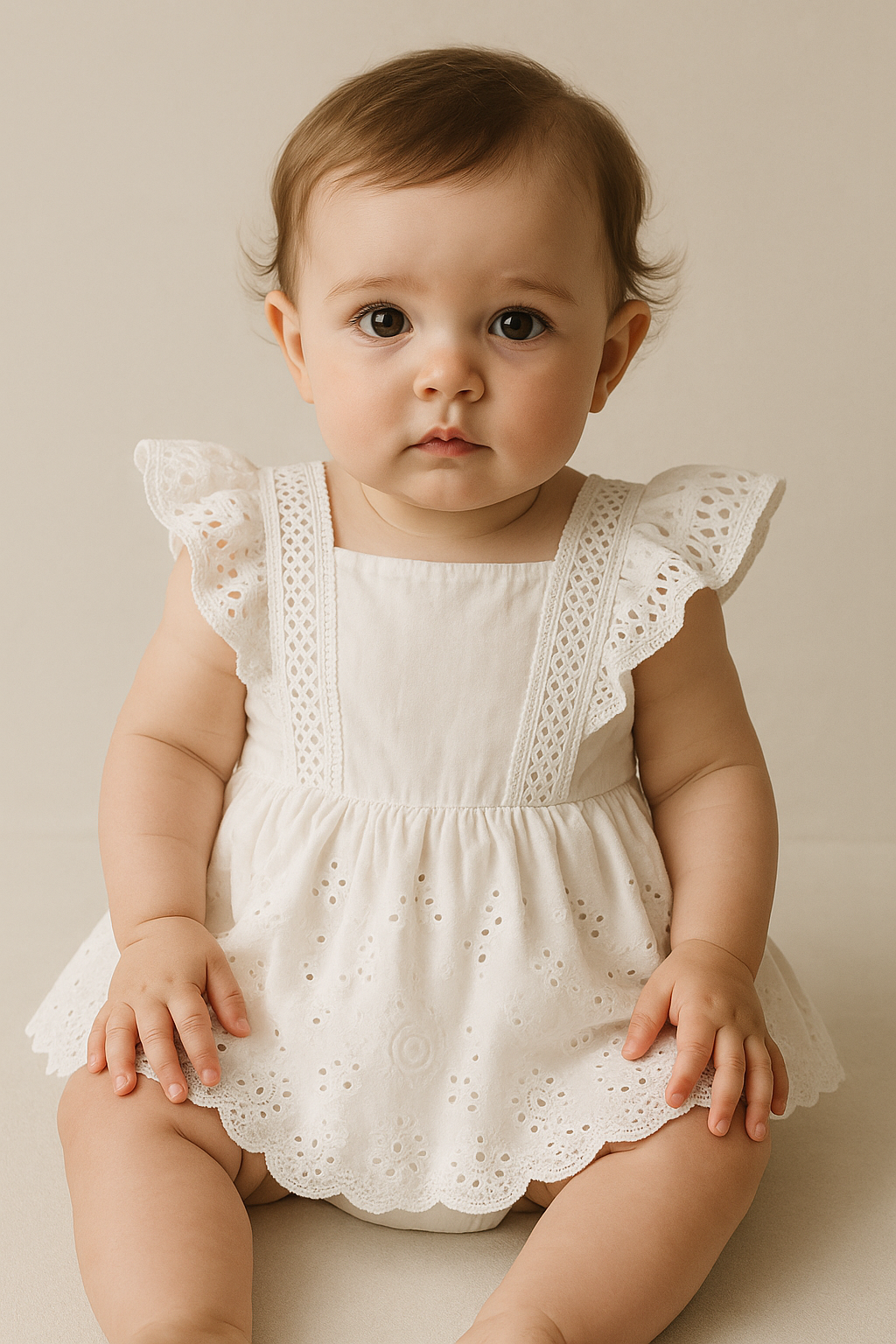 🦢 White Cotton Lace Dress
