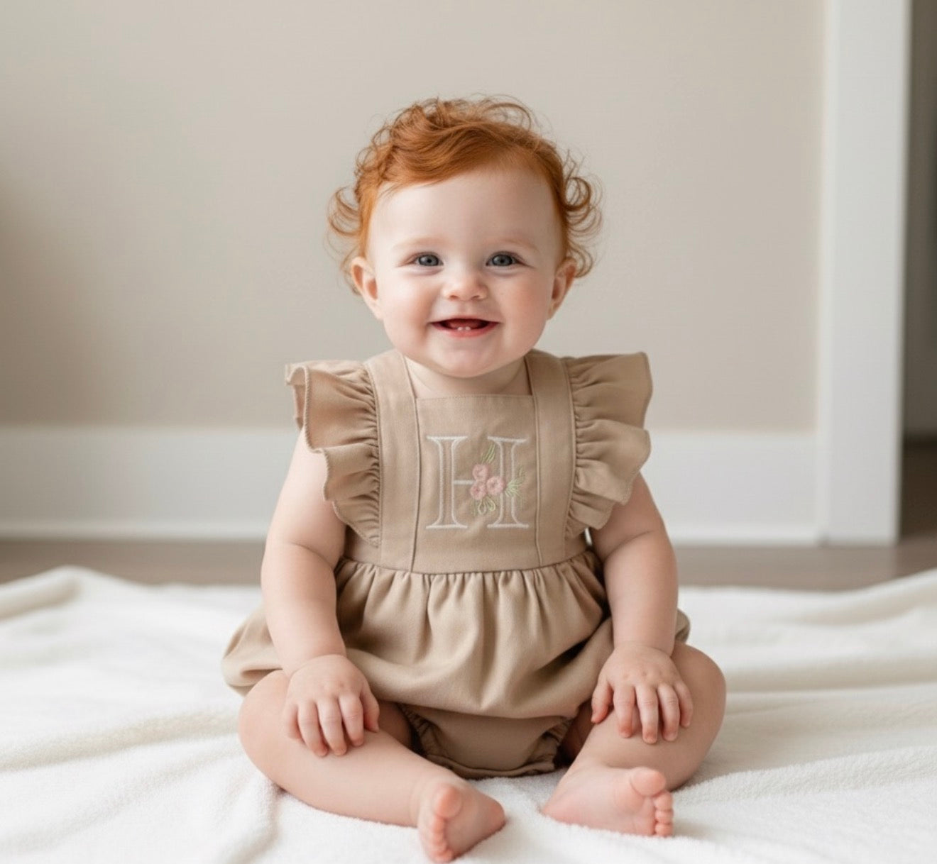 🌸 Embroidered Ruffle Romper