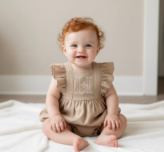 🌸 Embroidered Ruffle Romper