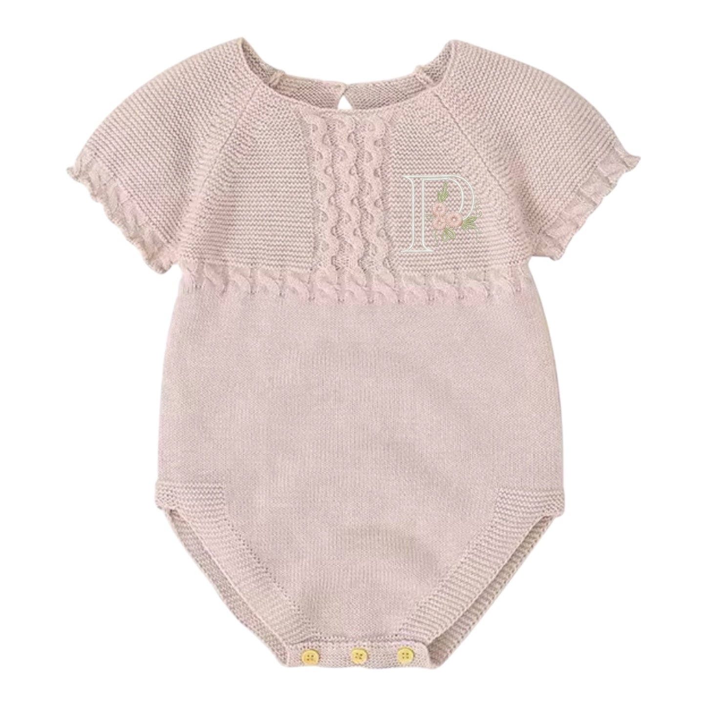 🌷  Dusty Rose Knit Heritage Romper Personalized