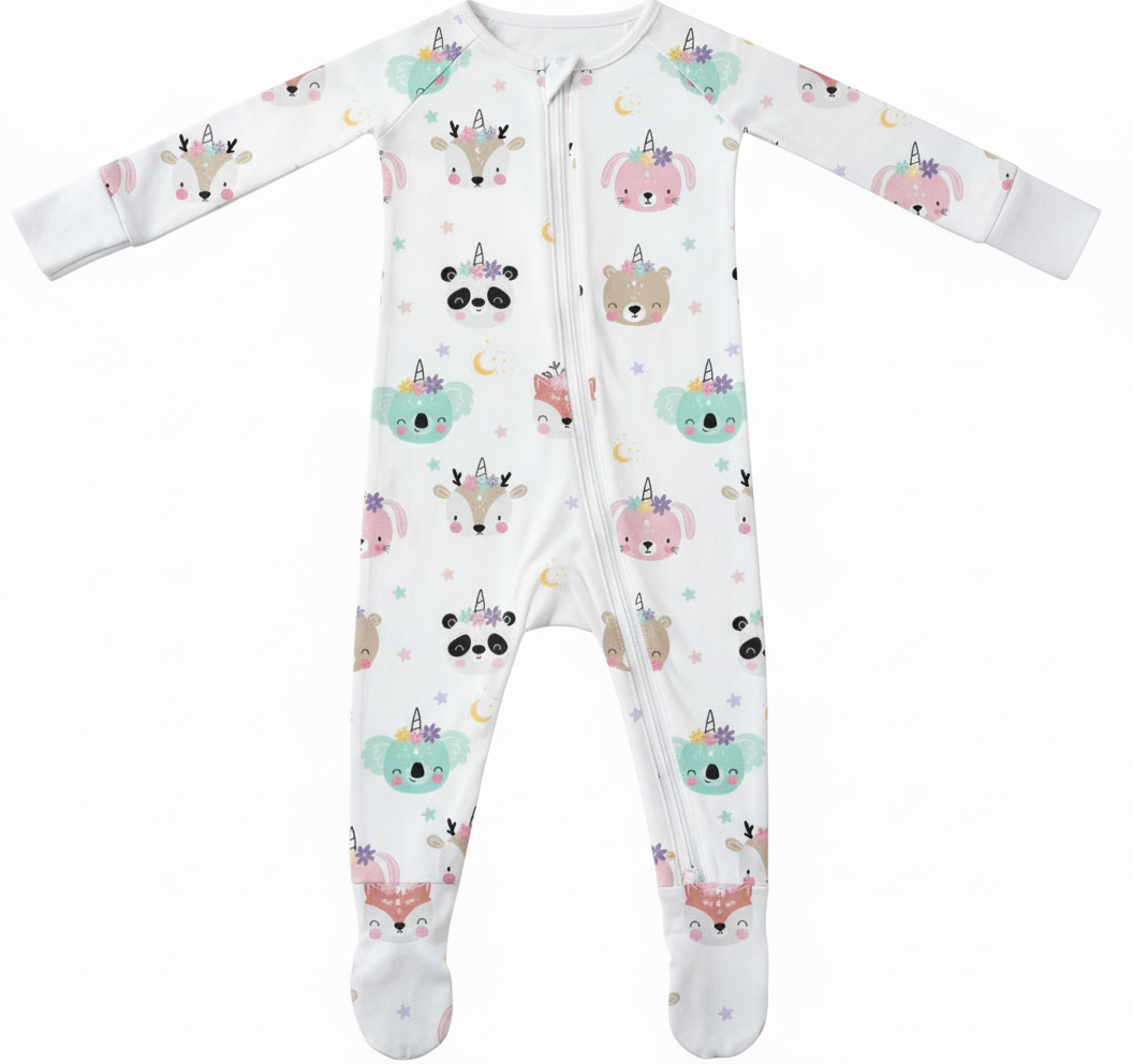 🌙 Whimsical Unicorn Friends Bamboo Pajama